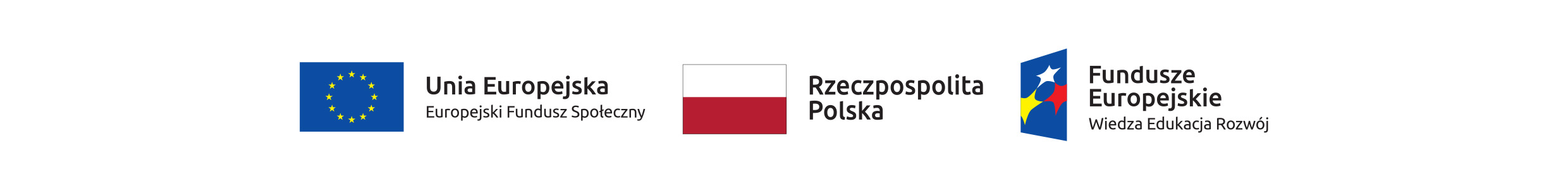 Logotypy funduszy europejskich i flaga Polski
